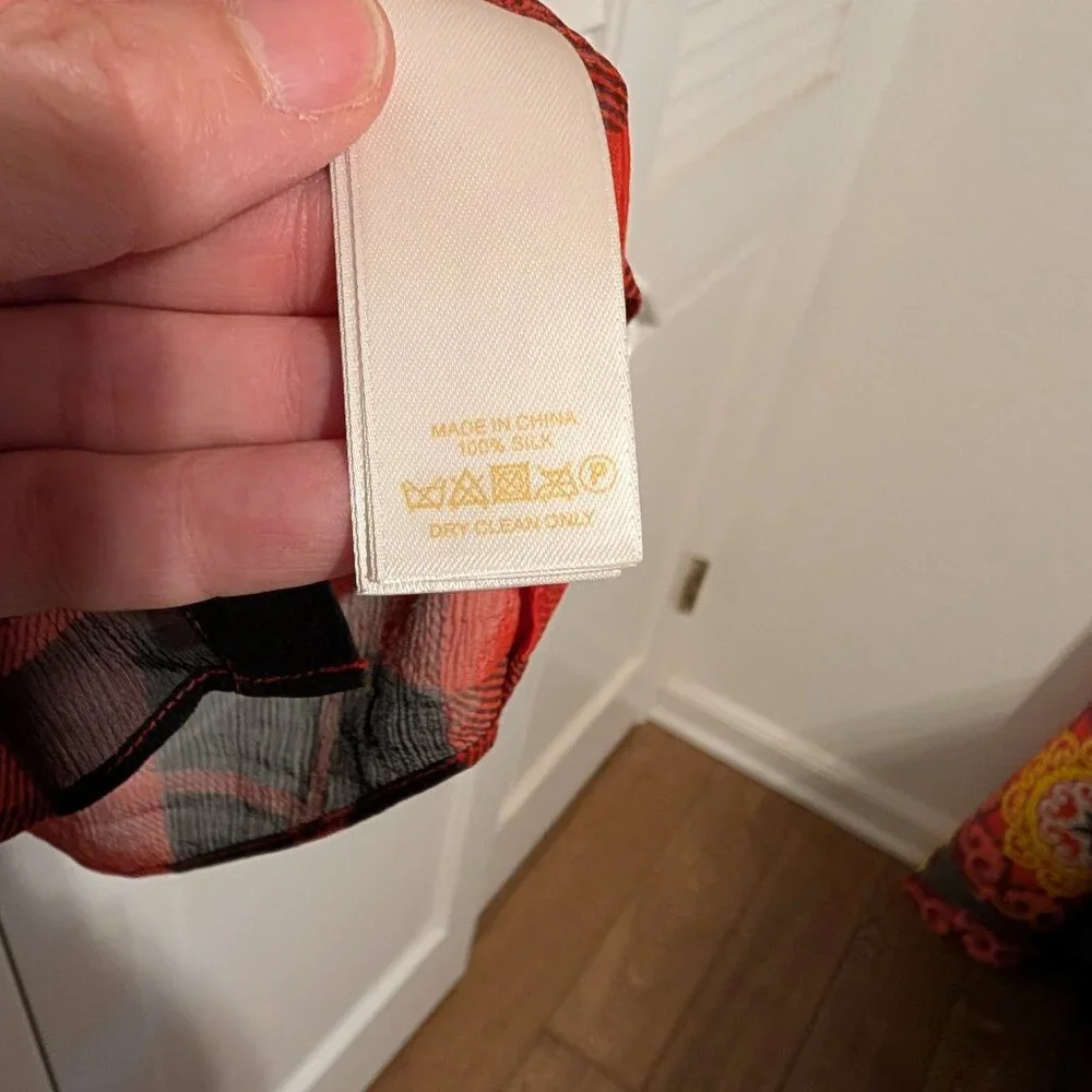 Kate Spade Plaid Silk Chiffon Ruffled Blouse, Size 10 - Picture 12 of 13